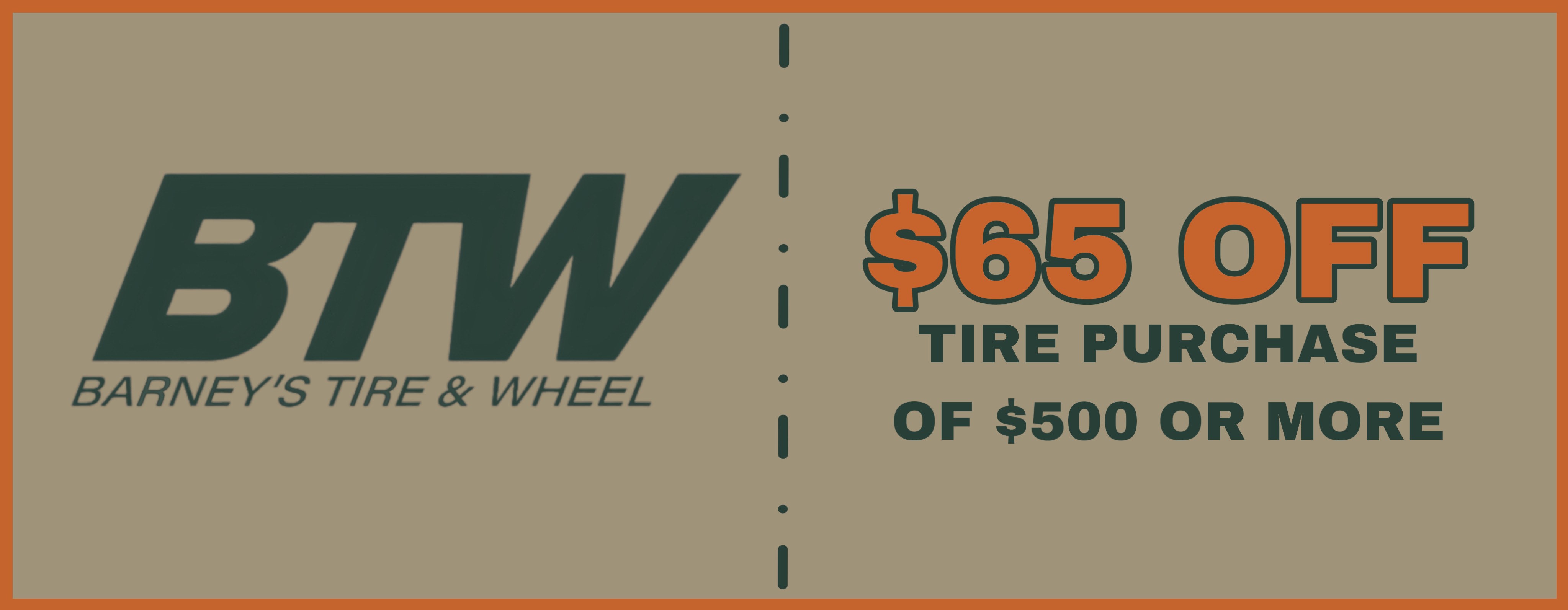$65 Off Tire Purchase Special